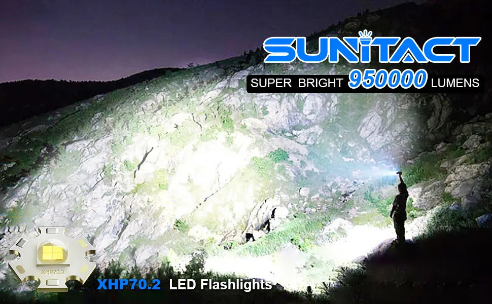 Super Bright 950,000 Lumen Rechargeable Torch β XHP70.2 LED, USB Powered