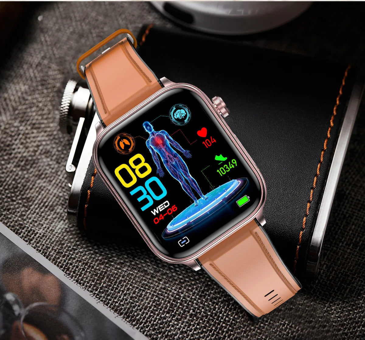 AI Health Smartwatch 2024: ECG+PPG, Medical Diagnosis, Uric Acid, Glucose, Lipids, Bluetooth Calls.
