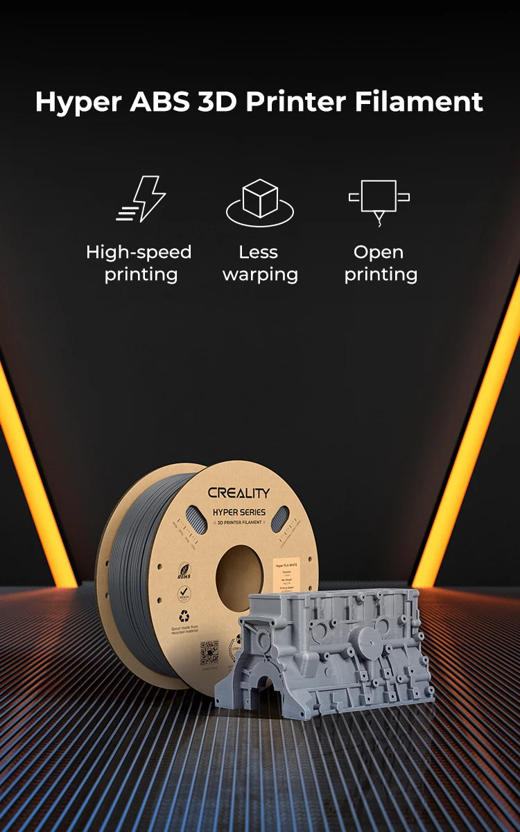 Creality 3D Printer Filament 1.75mm – 1KG Spool (PLA, PETG, ABS, TPU) – Multiple Colour Options