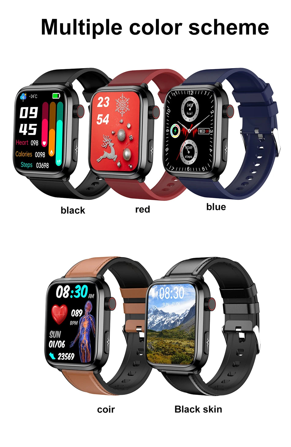AI Health Smartwatch 2024: ECG+PPG, Medical Diagnosis, Uric Acid, Glucose, Lipids, Bluetooth Calls.