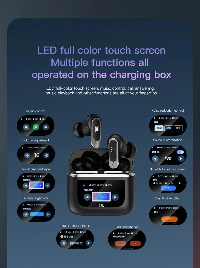 JBL Tour Pro 2 True Wireless Bluetooth Earphones with Noise Cancelling and LED Display Case
