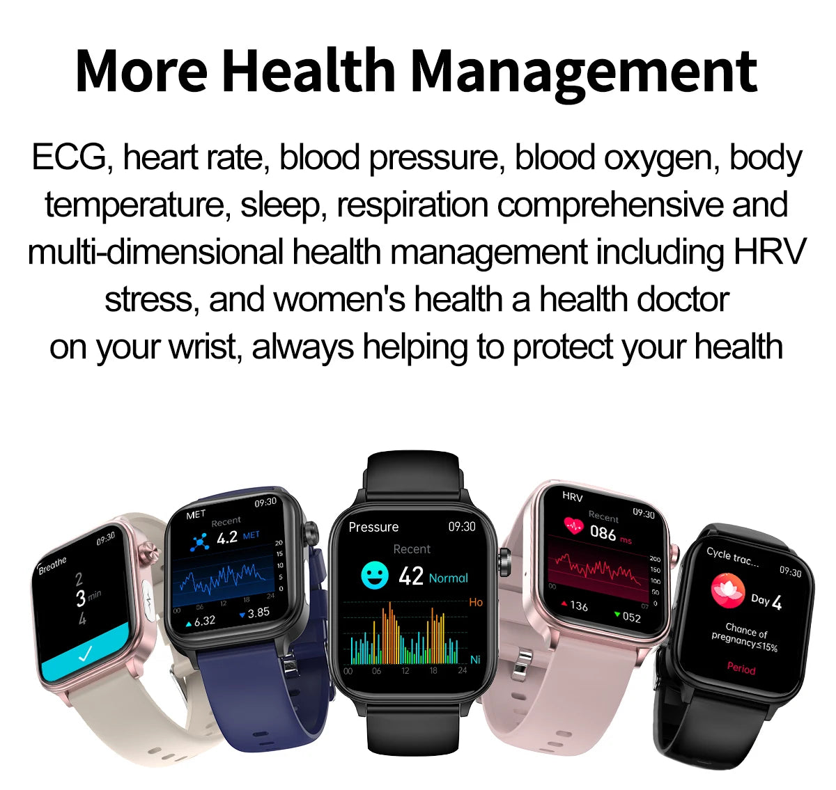 AI Health Smartwatch 2024: ECG+PPG, Medical Diagnosis, Uric Acid, Glucose, Lipids, Bluetooth Calls.