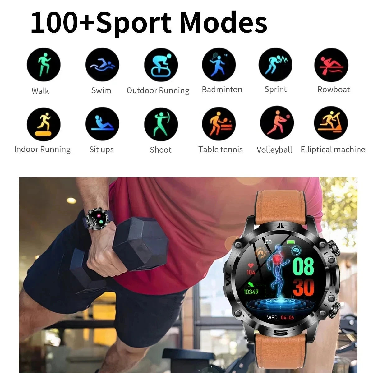 Smartwatch Health: ECG+PPG, Uric Acid, Glucose, Lipids Monitoring, Sports & Bluetooth Calls.