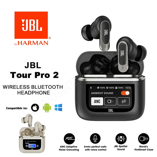 JBL Tour Pro 2 True Wireless Bluetooth Earphones with Noise Cancelling and LED Display Case