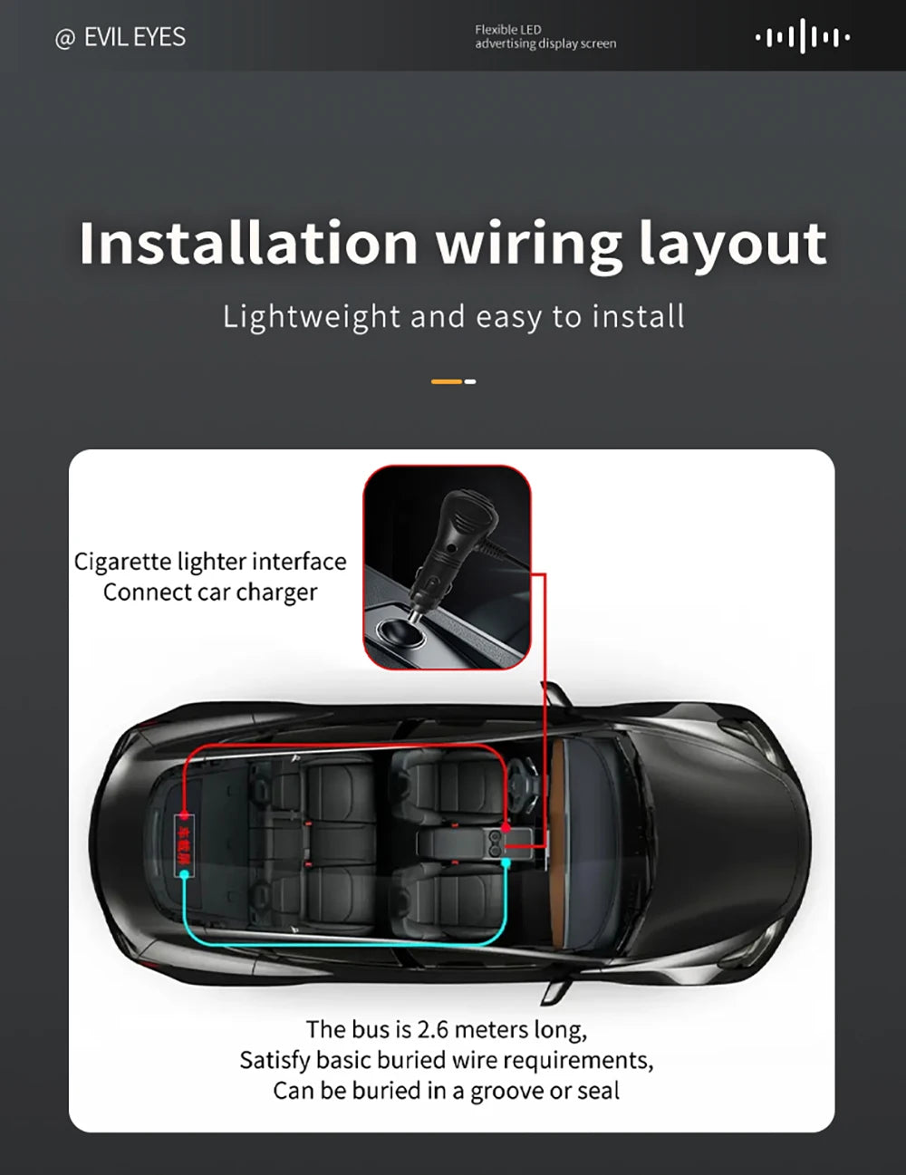 Devil's Eye LED Matrix Display – Remote-Controlled Scrolling Animation Panel for Car & Truck Windshields