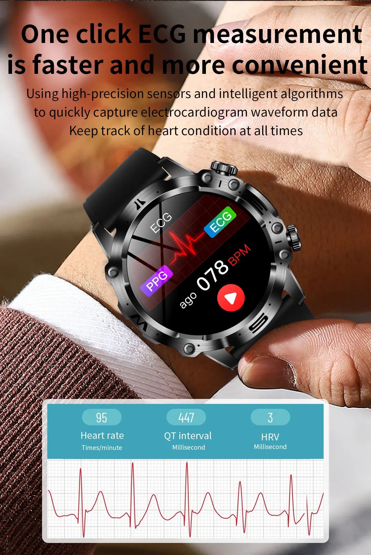 Smartwatch Health: ECG+PPG, Uric Acid, Glucose, Lipids Monitoring, Sports & Bluetooth Calls.