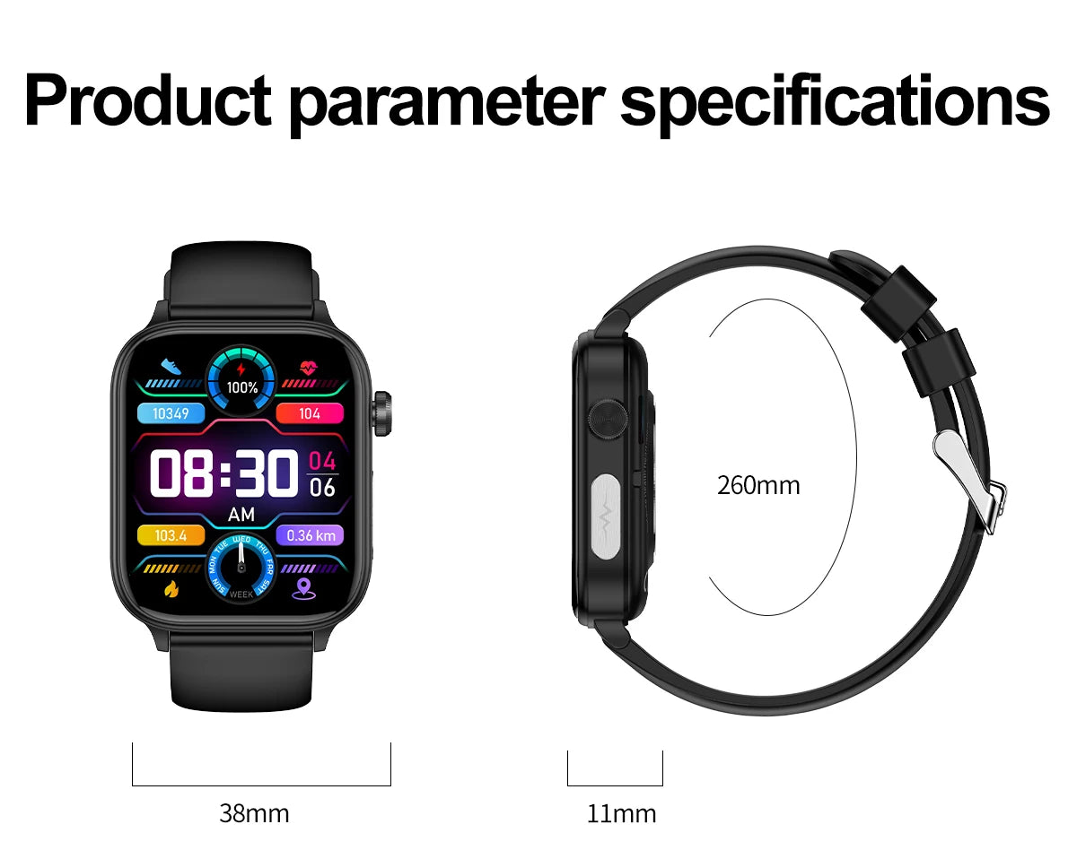 AI Health Smartwatch 2024: ECG+PPG, Medical Diagnosis, Uric Acid, Glucose, Lipids, Bluetooth Calls.