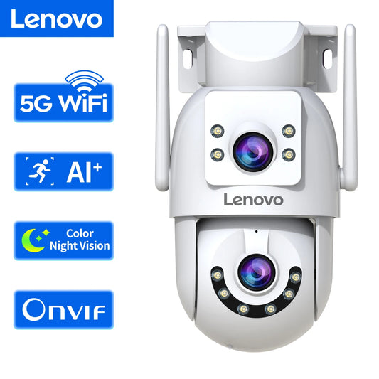 Lenovo 4K Dual Lens PTZ WiFi Surveillance Camera (5G, Auto Tracking, Audio/Video, ONVIF)