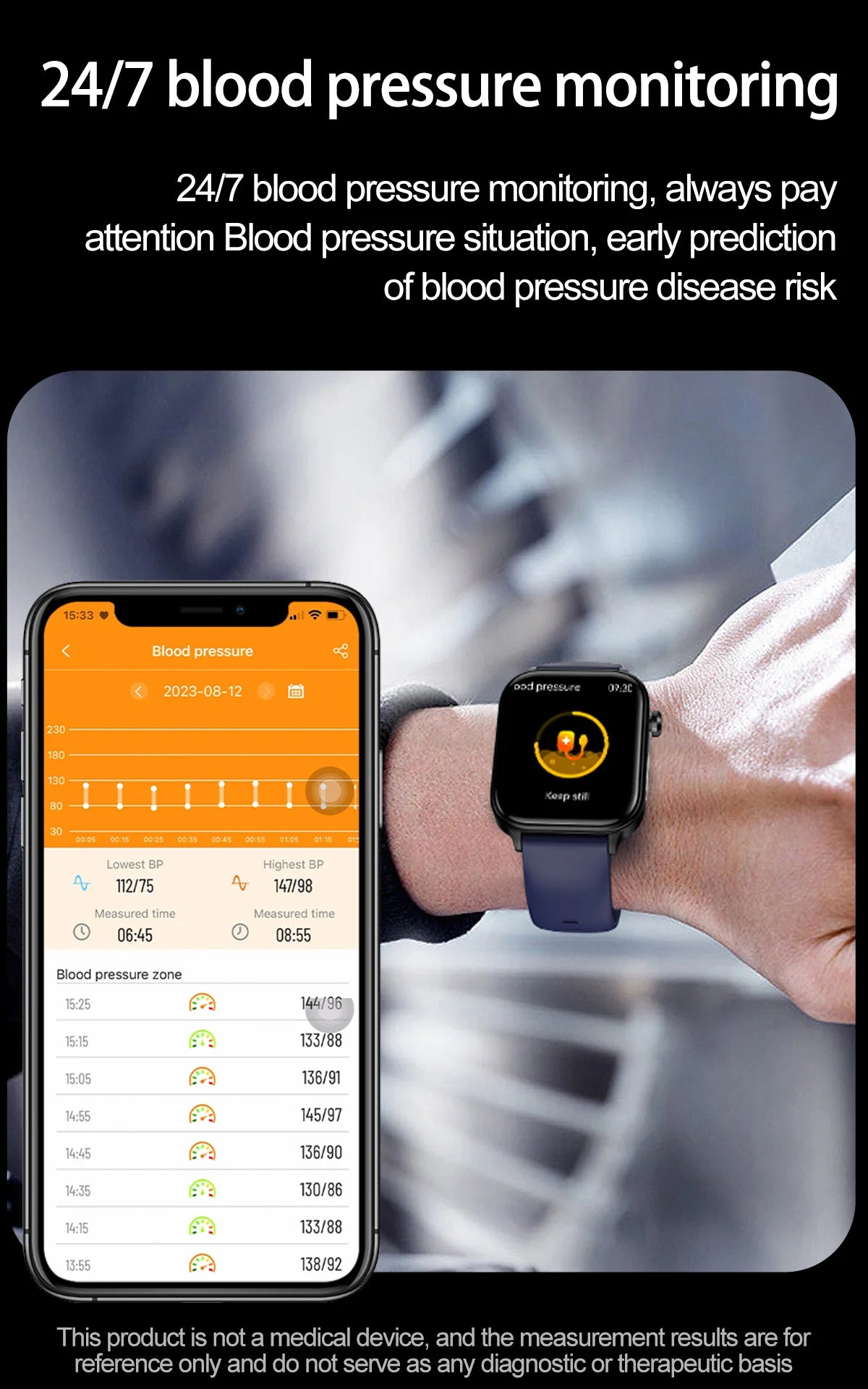 AI Health Smartwatch 2024: ECG+PPG, Medical Diagnosis, Uric Acid, Glucose, Lipids, Bluetooth Calls.