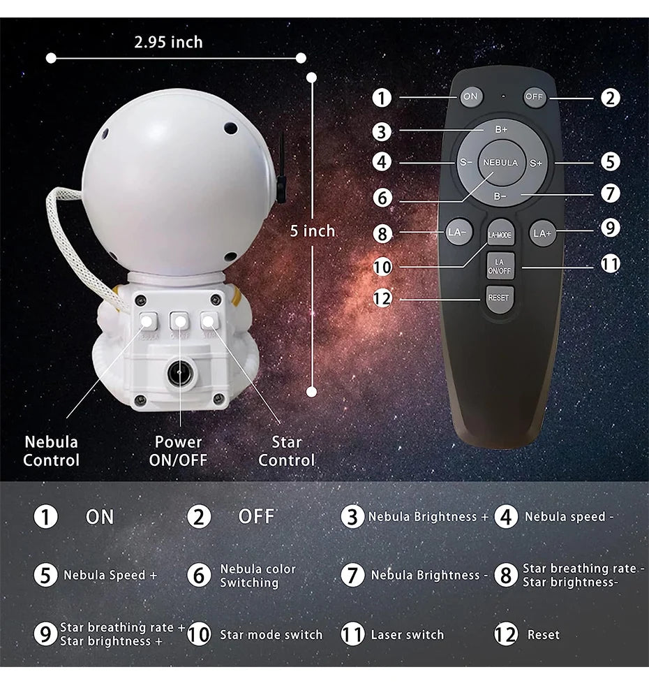 Astronaut Galaxy Projector – Starry Sky & 3D Nebula LED Light.