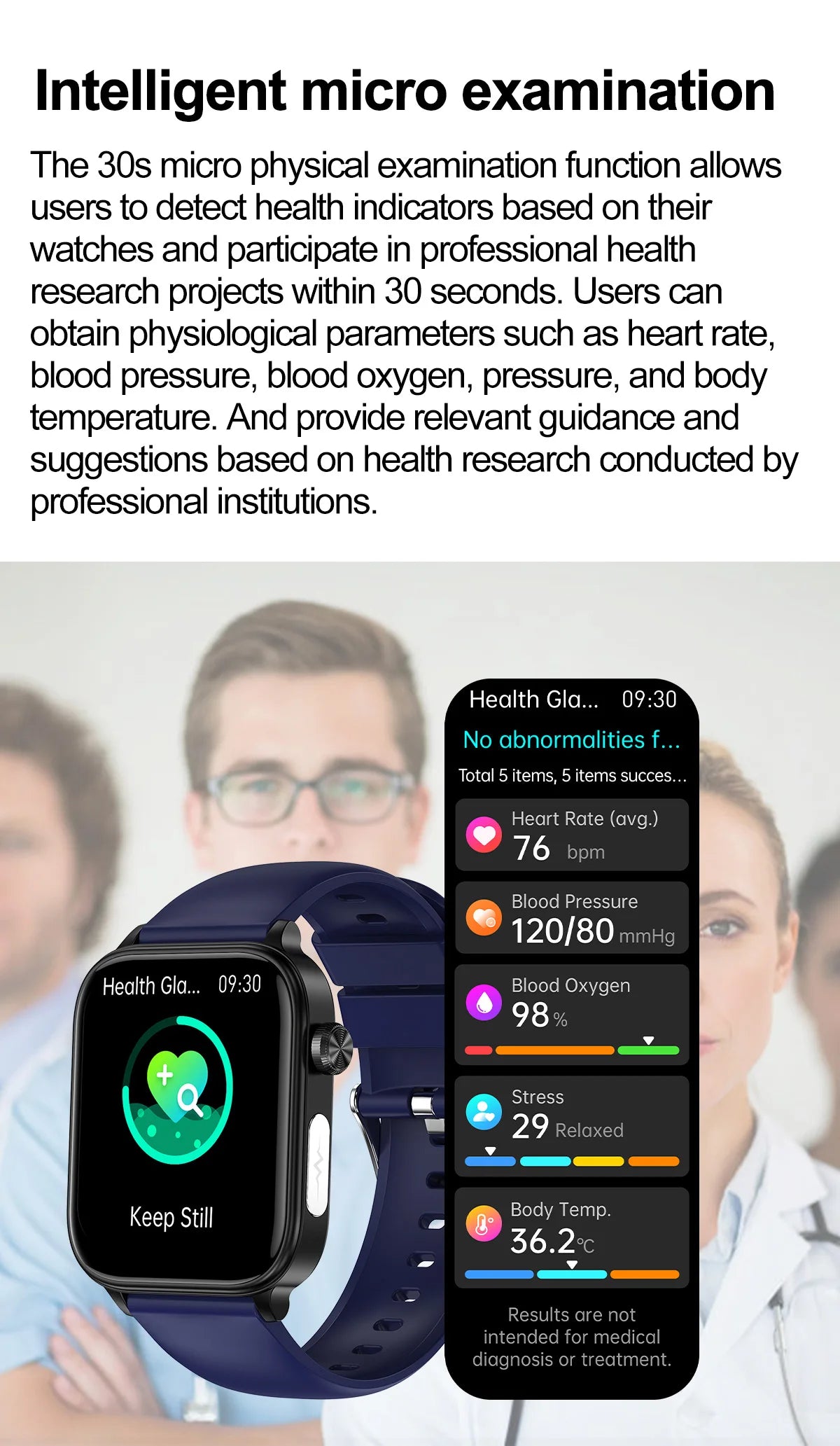 AI Health Smartwatch 2024: ECG+PPG, Medical Diagnosis, Uric Acid, Glucose, Lipids, Bluetooth Calls.