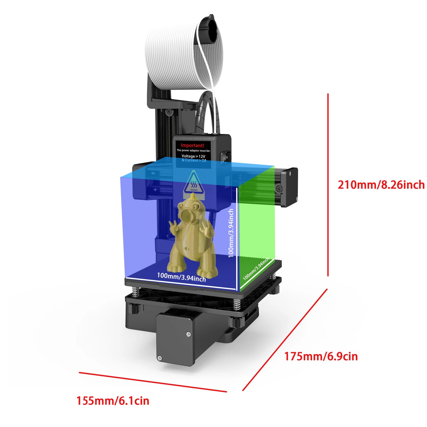 EasyThreed Entry-Level 3D Printer – Compact, PLA/TPU Compatible, Includes Power Adapter