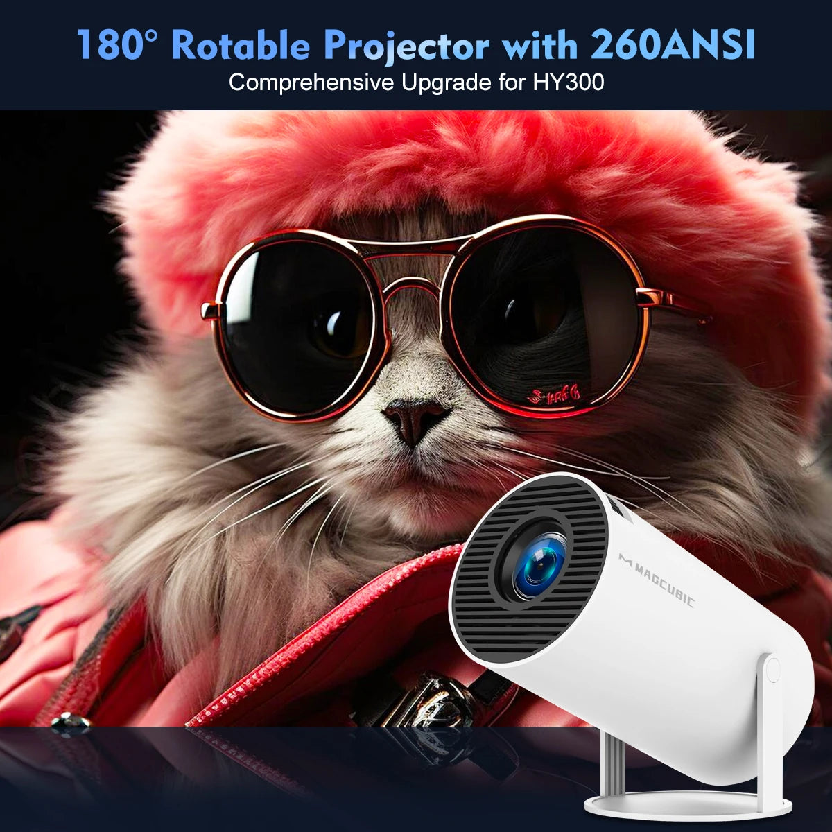 Projetor Magcubic HY300 Pro 4K – Android 11, Wi-Fi 6, Bluetooth 5.0, 260 ANSI, Full HD. 🎥✨