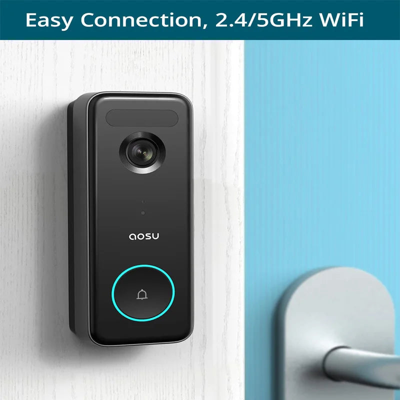 AOSU 5MP Ultra HD 2.4/5G WiFi Video Doorbell Outdoor Camera PIR Motion Detection 2-Way Audio Wireless Door Bell Support Alex