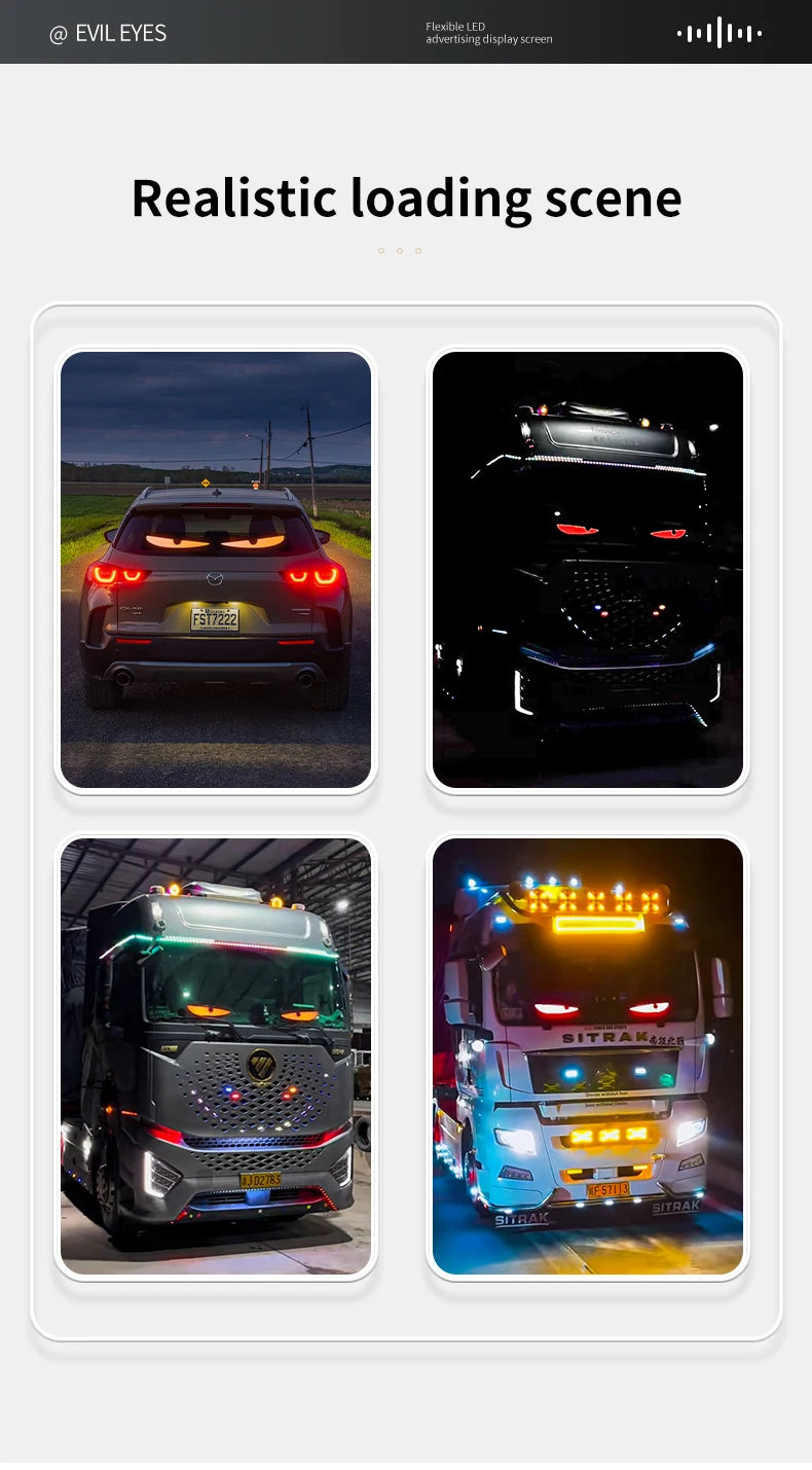 Devil's Eye LED Matrix Display – Remote-Controlled Scrolling Animation Panel for Car & Truck Windshields