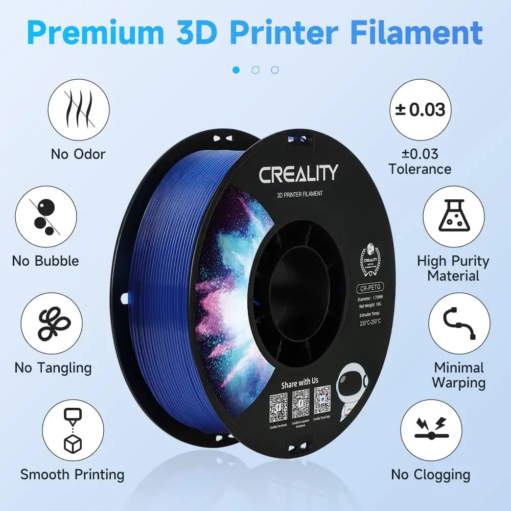 Creality 3D Printer Filament 1.75mm – 1KG Spool (PLA, PETG, ABS, TPU) – Multiple Colour Options