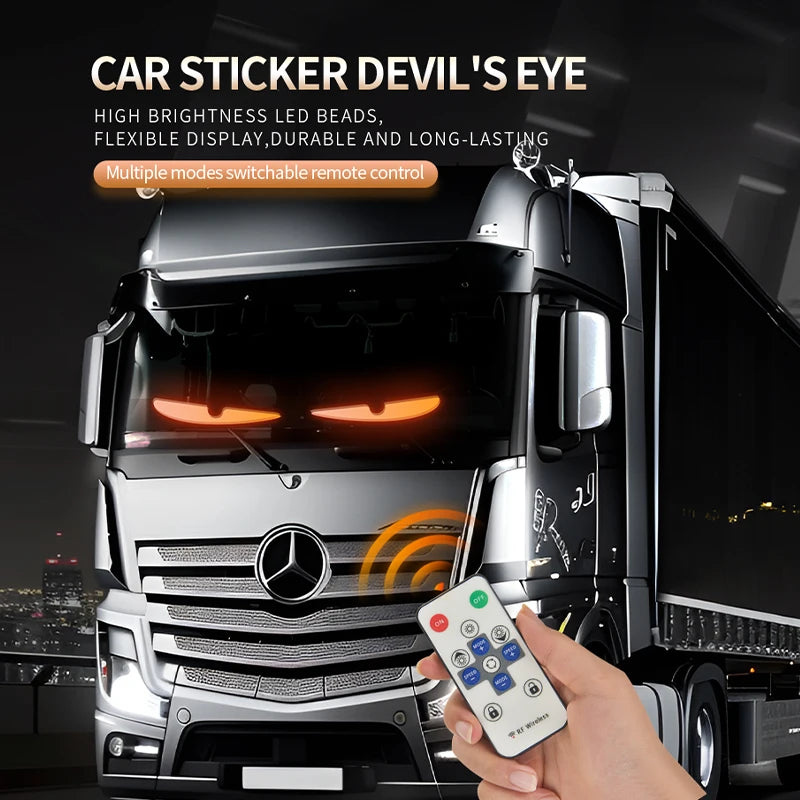 Devil's Eye LED Matrix Display – Remote-Controlled Scrolling Animation Panel for Car & Truck Windshields