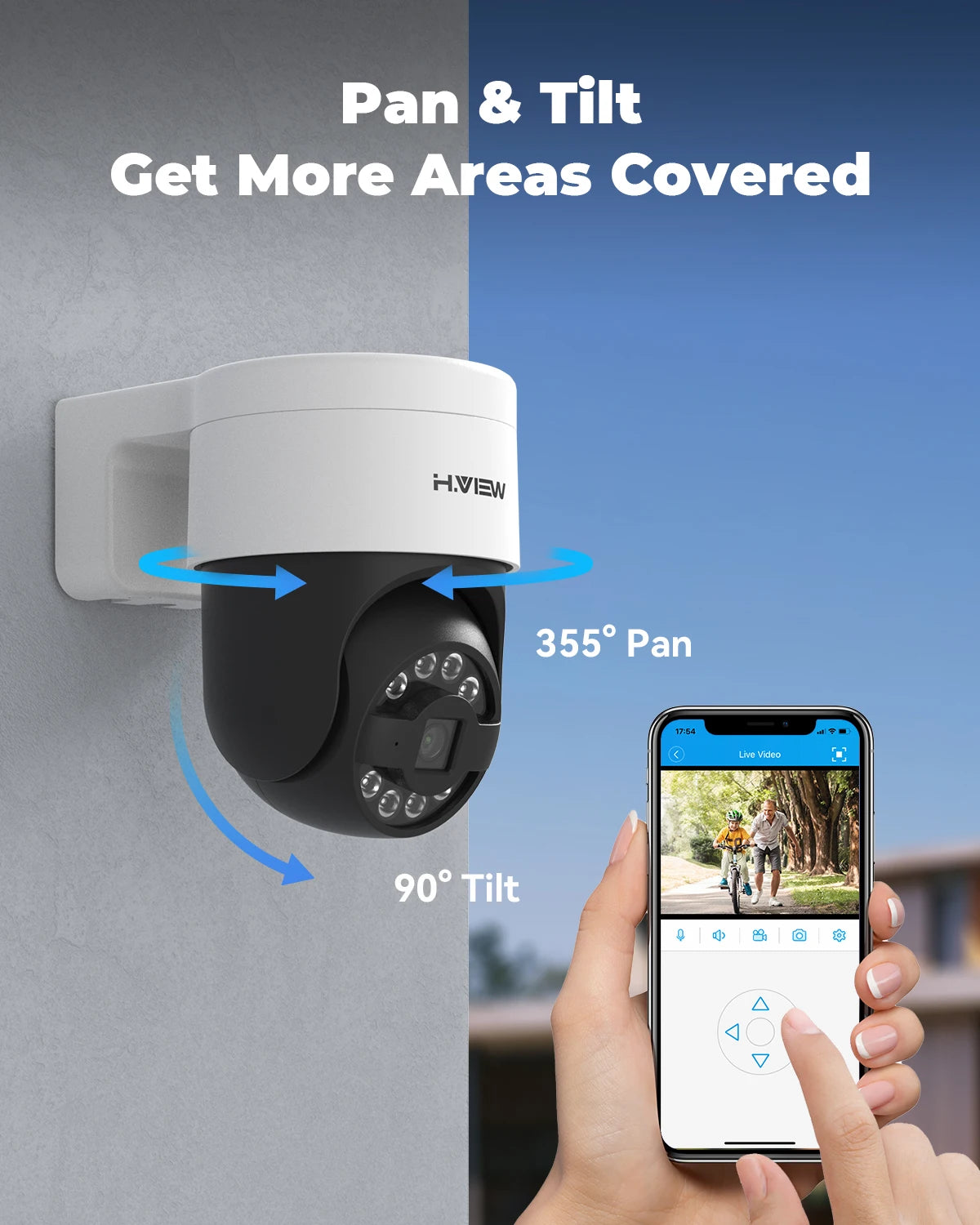 H.View 4K/8MP PoE IP Security Camera – PTZ, Two-Way Audio & Outdoor Surveillance