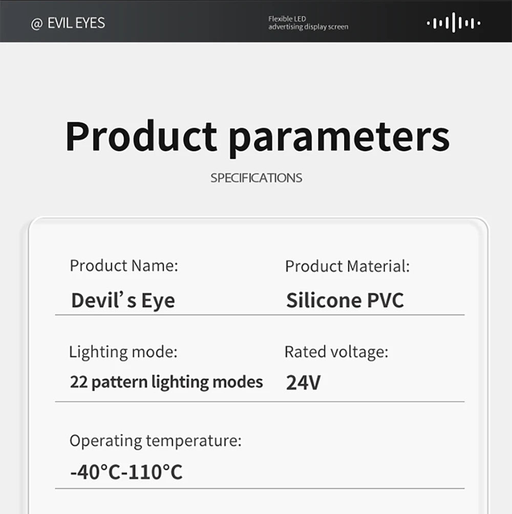 Devil's Eye LED Matrix Display – Remote-Controlled Scrolling Animation Panel for Car & Truck Windshields