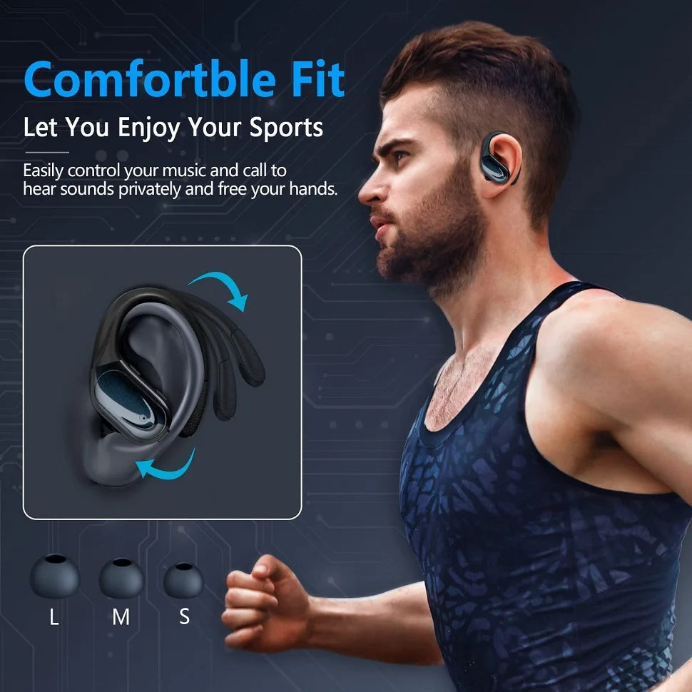 Bluetooth 5.3 Sports Earphones | True Wireless Earbuds with Noise Reduction, Earhook Design, Mic, Waterproof, and HiFi Sound