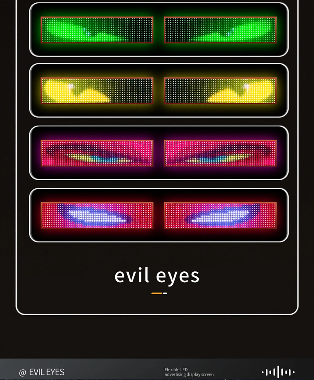 Devil's Eye LED Matrix Display – Remote-Controlled Scrolling Animation Panel for Car & Truck Windshields